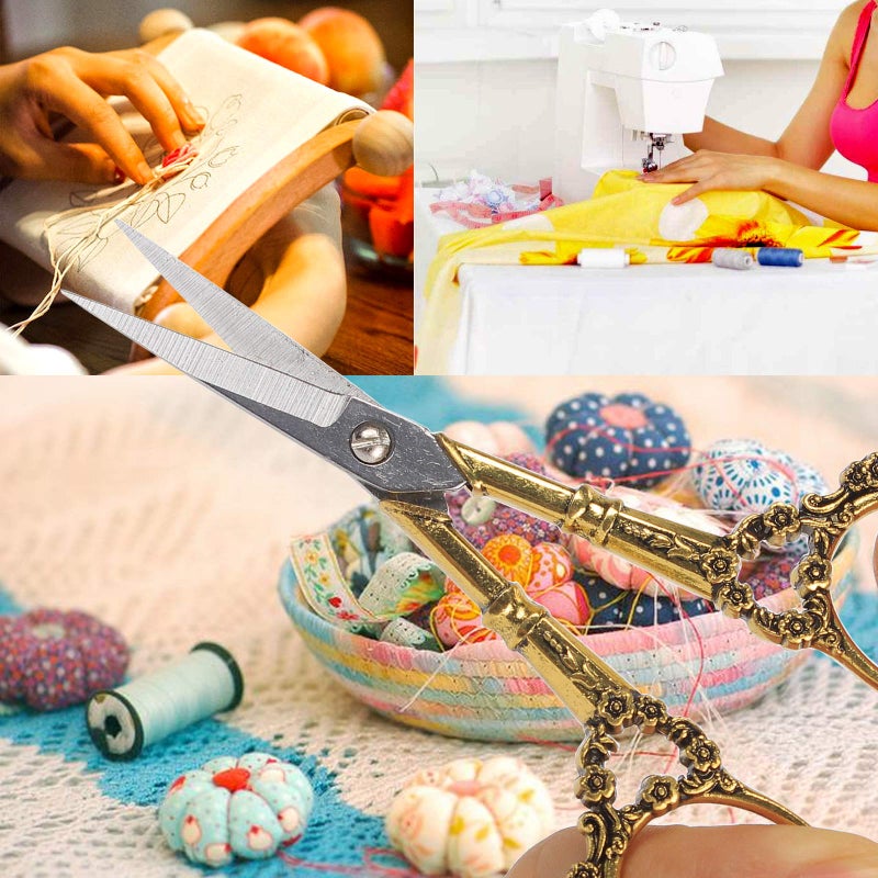 BIHRTC Vintage European Style Plum Blossom Scissors for Embroidery, Sewing, Craft, Art Work & Everyday Use (Gold) - Image 4